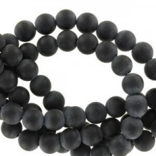 Naturstein Perlen 4mm Matte Black agate